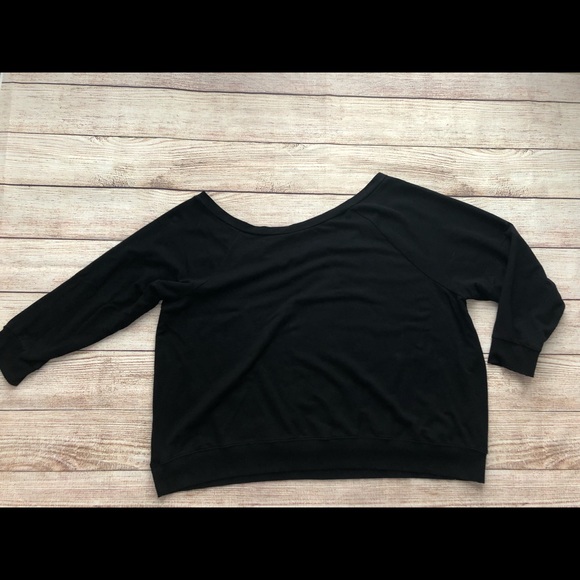 Torrid Black Terry Snap Button Off Shoulder Sweatshirt Size 5 - Picture 3 of 6